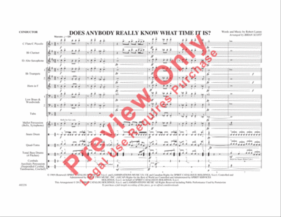 Does Anybody Really Know What Time It Is? Marching Band scores gallery preview page 2