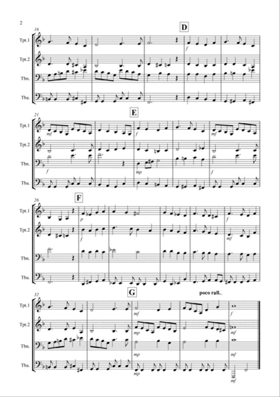 All Through the Night for Brass Quartet Brass Quartet scores gallery preview page 2