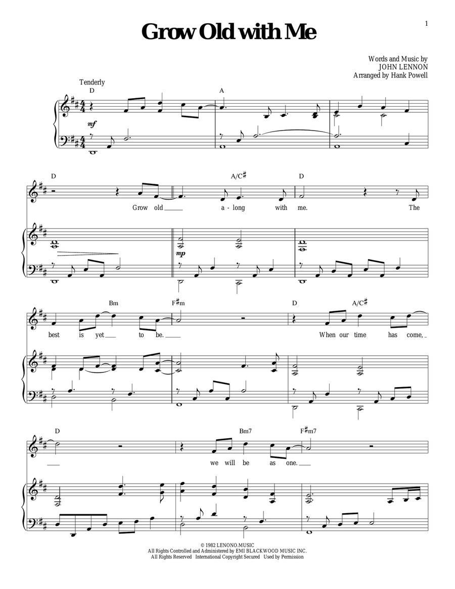 Grow Old With Me Grow Old With Me Piano, Vocal scores gallery preview page 1