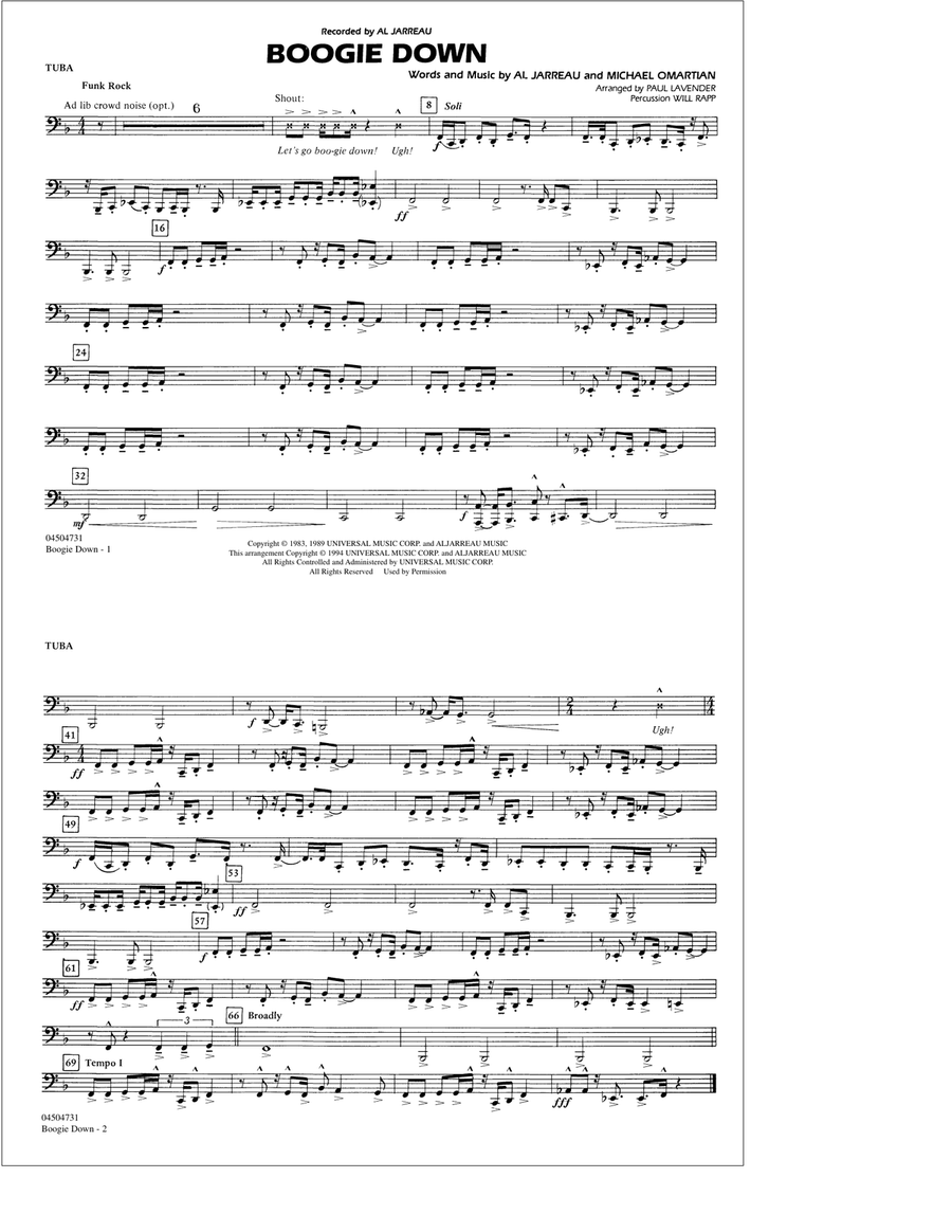 Boogie Down - Tuba Marching Band scores gallery preview page 1