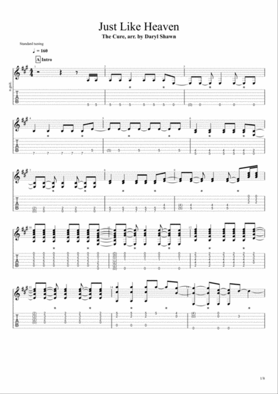 Just Like Heaven Just Like Heaven Electric Guitar scores gallery preview page 1