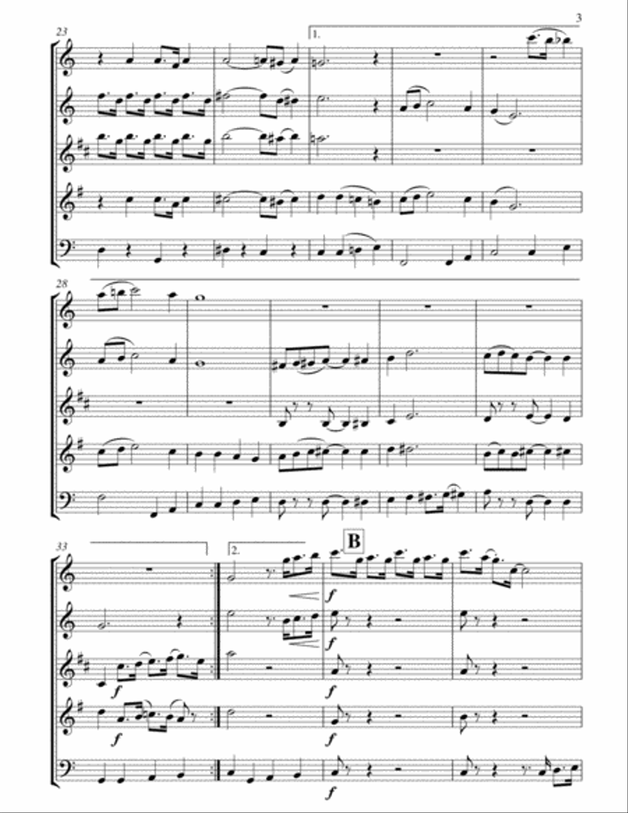 Carolina In The Morning: Wind Quintet Woodwind Quintet scores gallery preview page 4
