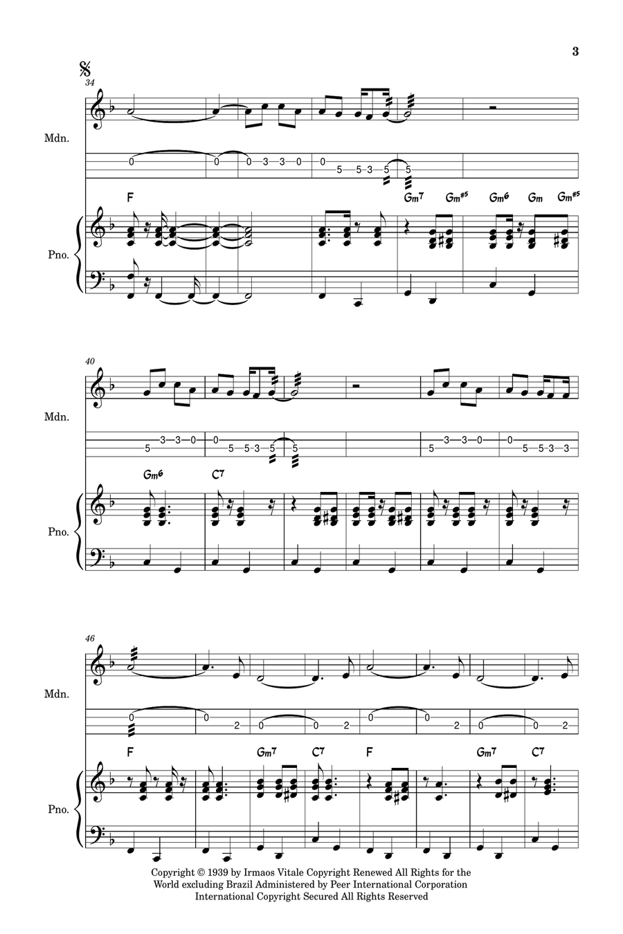 Aquarela Brasileira (Aquarela Do Brasil) (Brasil) Mandolin scores gallery preview page 3