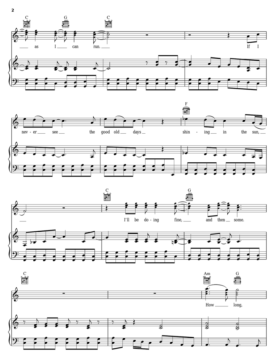 How Long Piano, Vocal, Guitar scores gallery preview page 2