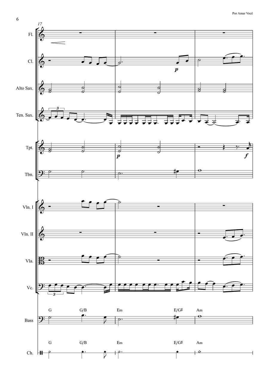 Por Amar Você - Score Only Concert Band scores gallery preview page 6