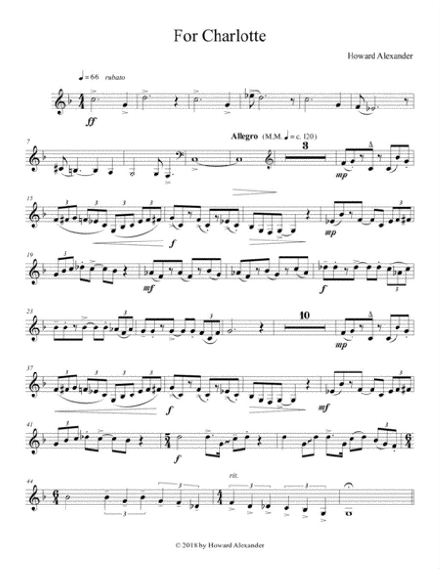 For Charlotte for French Horn and Piano Horn scores gallery preview page 1