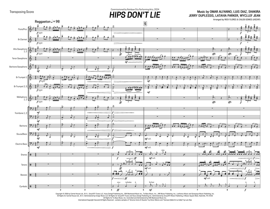 Hips Don't Lie Marching Band scores gallery preview page 1