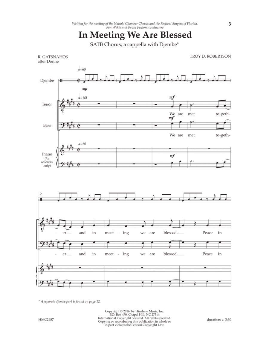 In Meeting We Are Blessed 4-Part scores gallery preview page 1