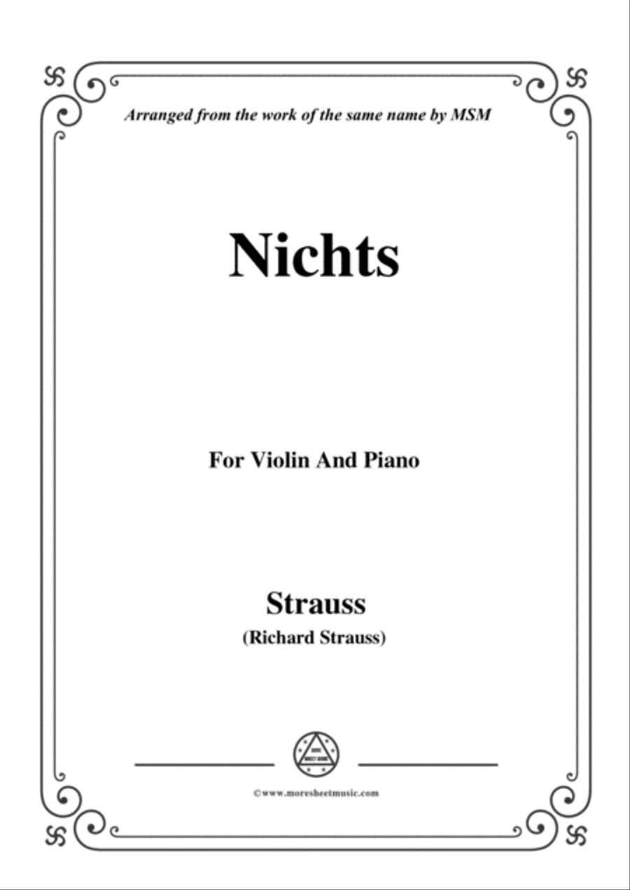 Richard Strauss-Nichts, for Violin and Piano Violin Solo scores gallery preview page 1