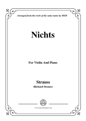 Book cover for Richard Strauss-Nichts, for Violin and Piano