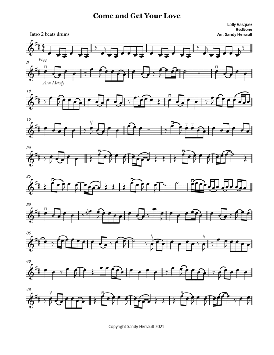 Come And Get Your Love Violin Solo scores gallery preview page 1