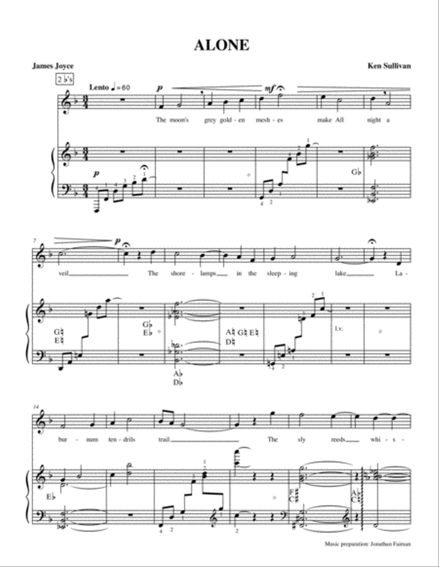 Alone (poem by James Joyce) Harp scores gallery preview page 1