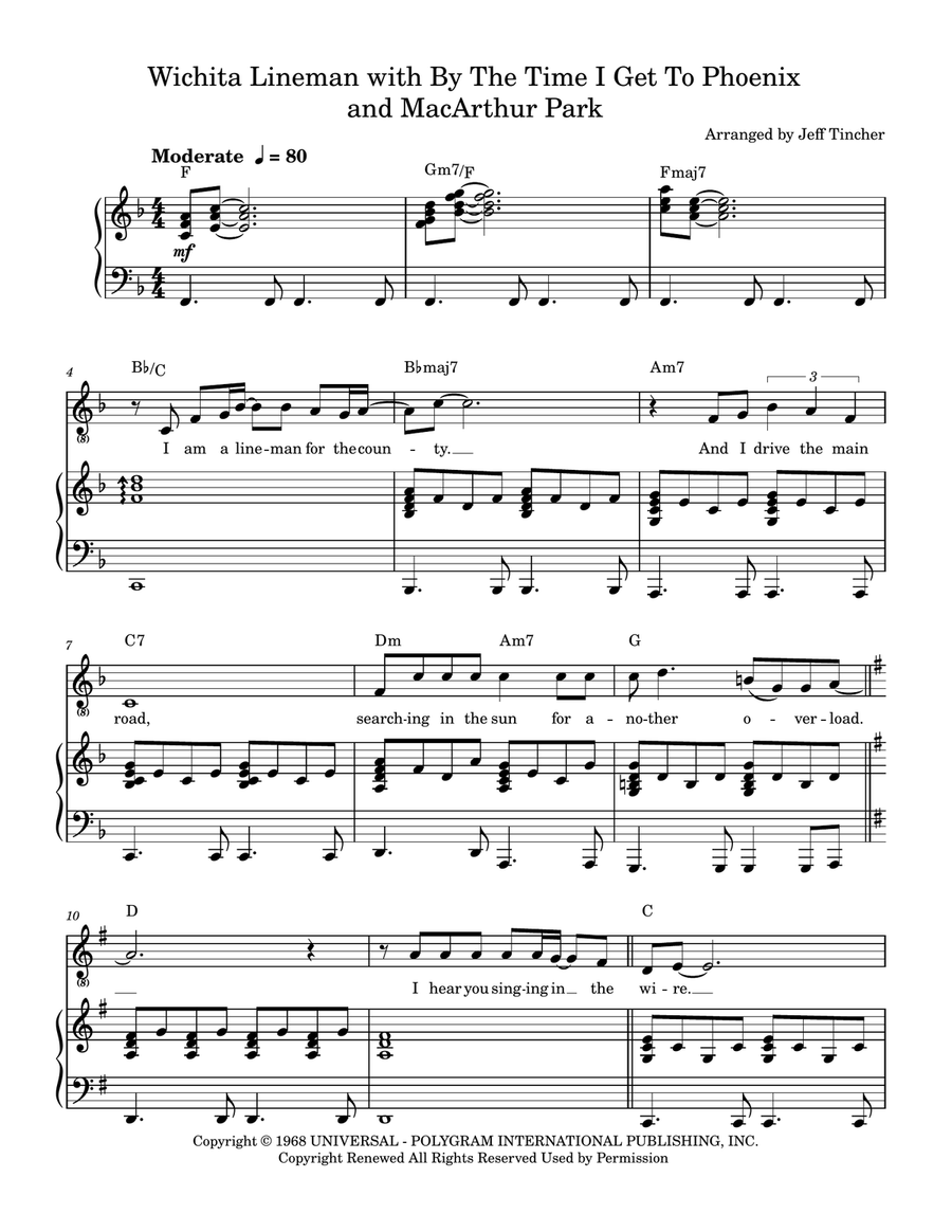 Medley: Wichita Lineman with By The Time I Get To Phoenix and Macarthur Park Piano, Vocal scores gallery preview page 2