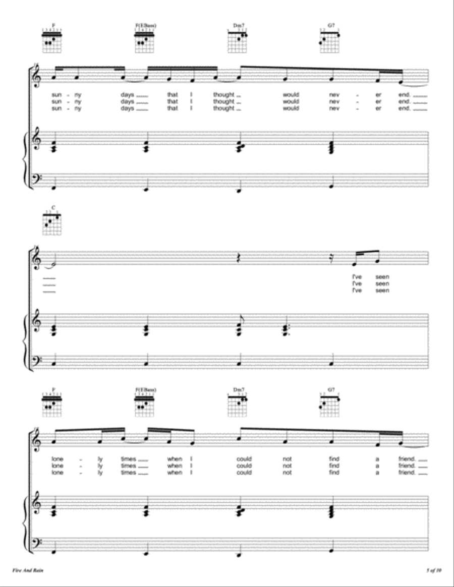 Fire And Rain Fire And Rain Voice scores gallery preview page 6