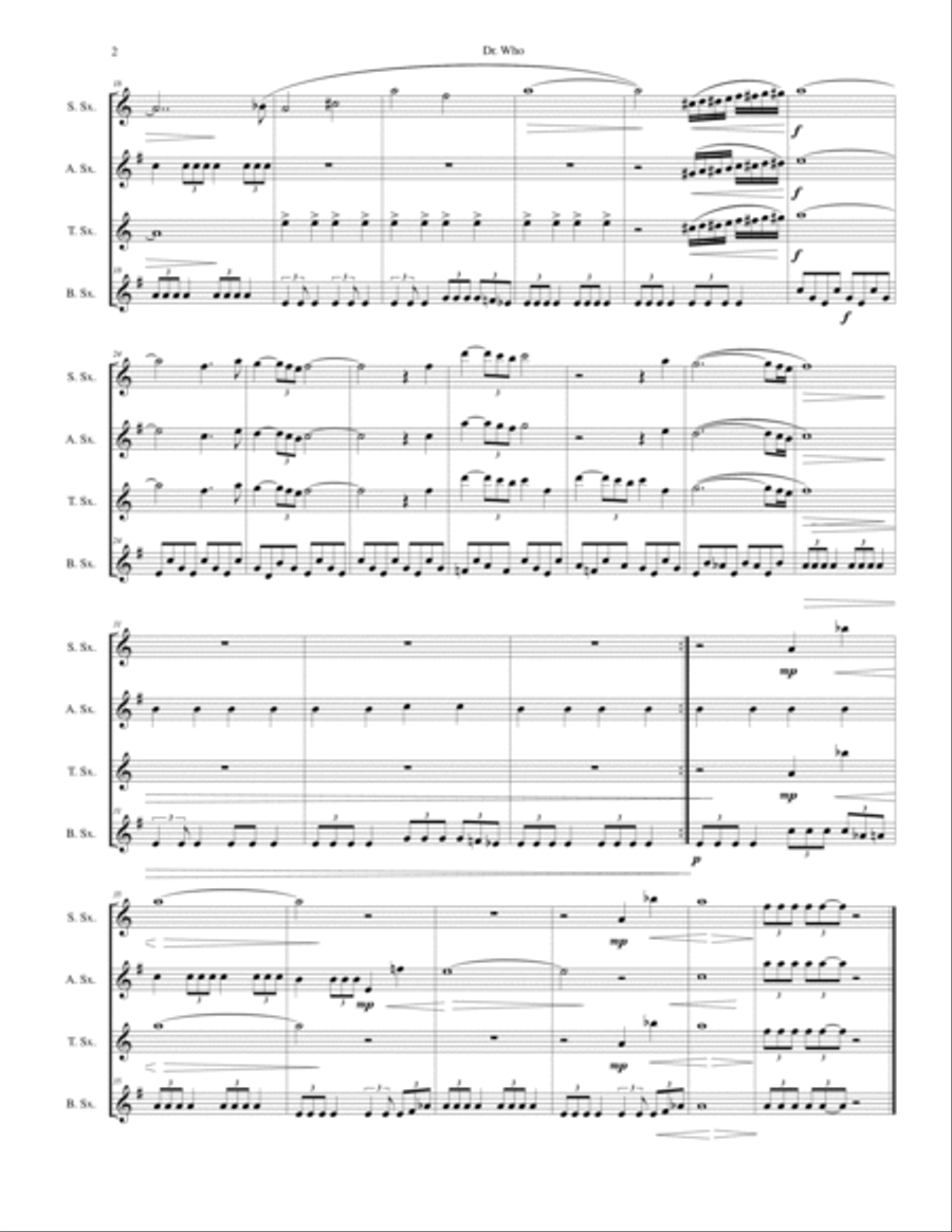 Doctor Who Theme Woodwind Quartet scores gallery preview page 2