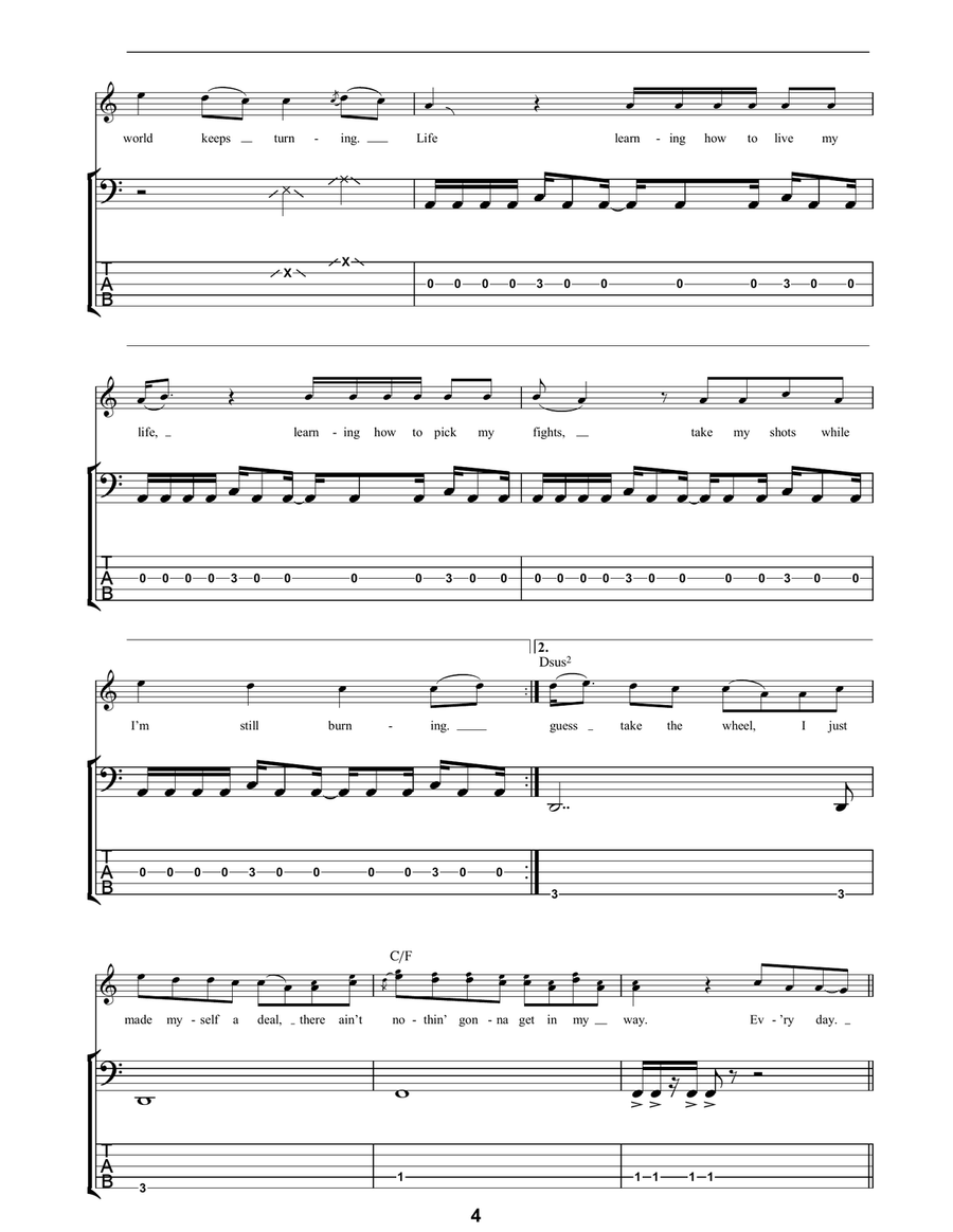 Everyday Everyday Bass Guitar Tablature scores gallery preview page 4