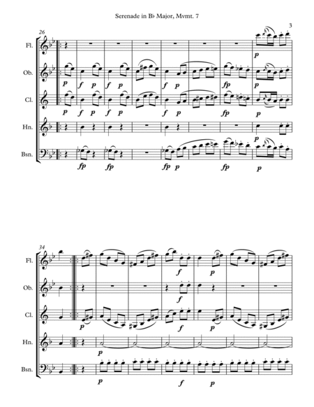 Mozart: Serenade in Bb Major, K. 361 (Gran Partita) for Wind Quintet Mvmt. 7 (Allegro molto) image number null