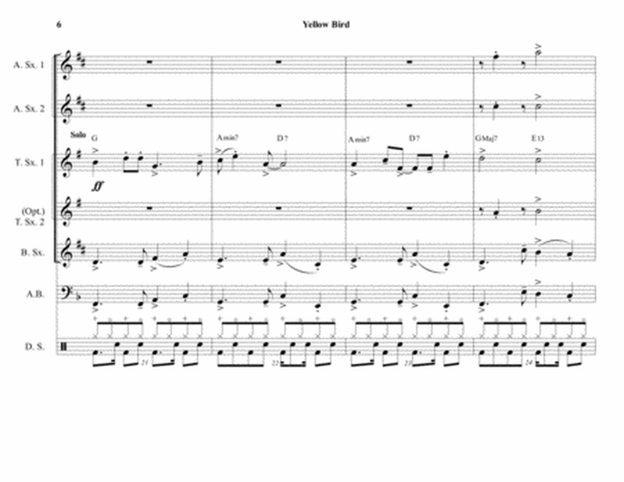 Yellow Bird - Saxophone Quartet / Quintet image number null