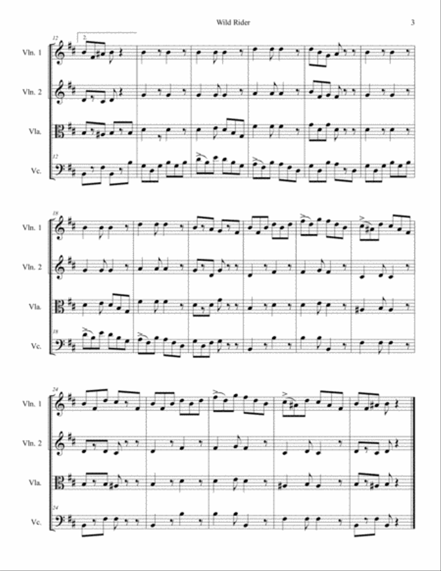 Wild Rider from Album for the Young for String Quartet String Quartet scores gallery preview page 3