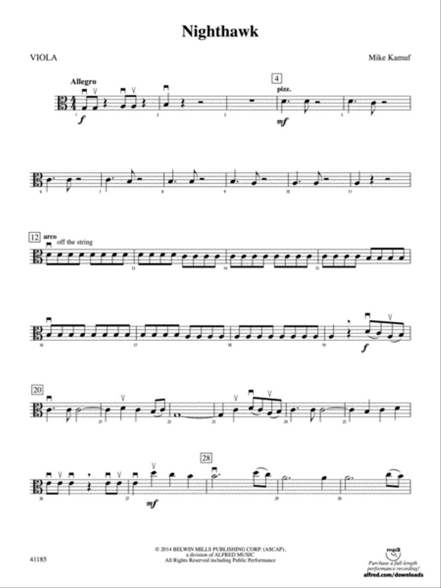 Nighthawk: Viola Nighthawk: Viola String Orchestra scores gallery preview page 1