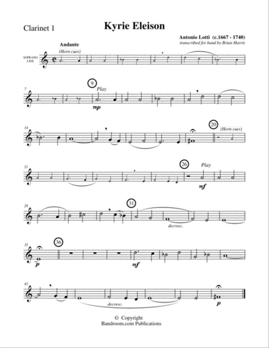 KYRIE ELEISON (concert band, medium easy, score, parts & license to copy) Concert Band scores gallery preview page 1
