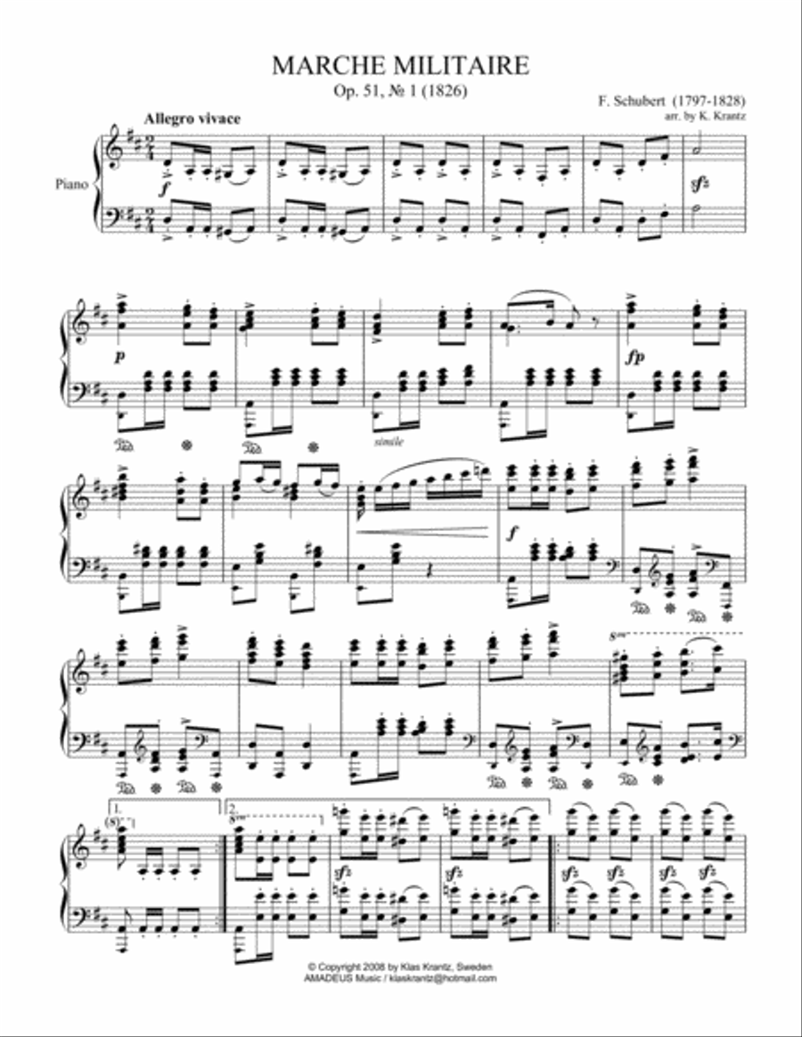 Marche Militaire Op. 51 for advanced piano solo Marche Militaire Op. 51 for advanced piano solo Piano Solo scores gallery preview page 2