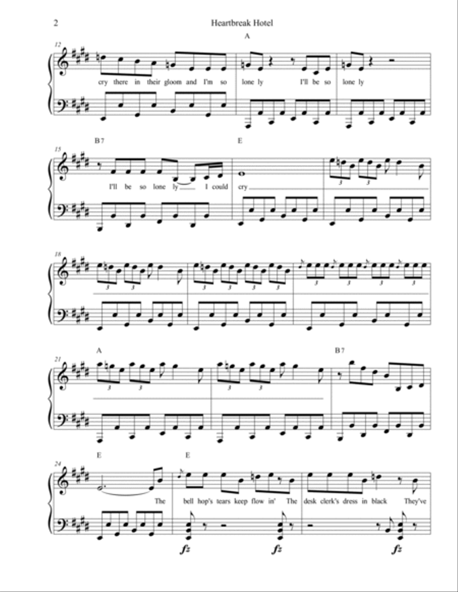 Heartbreak Hotel Piano, Vocal, Guitar scores gallery preview page 2