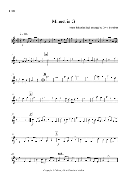 Minuet in G by Bach for School Wind Band image number null
