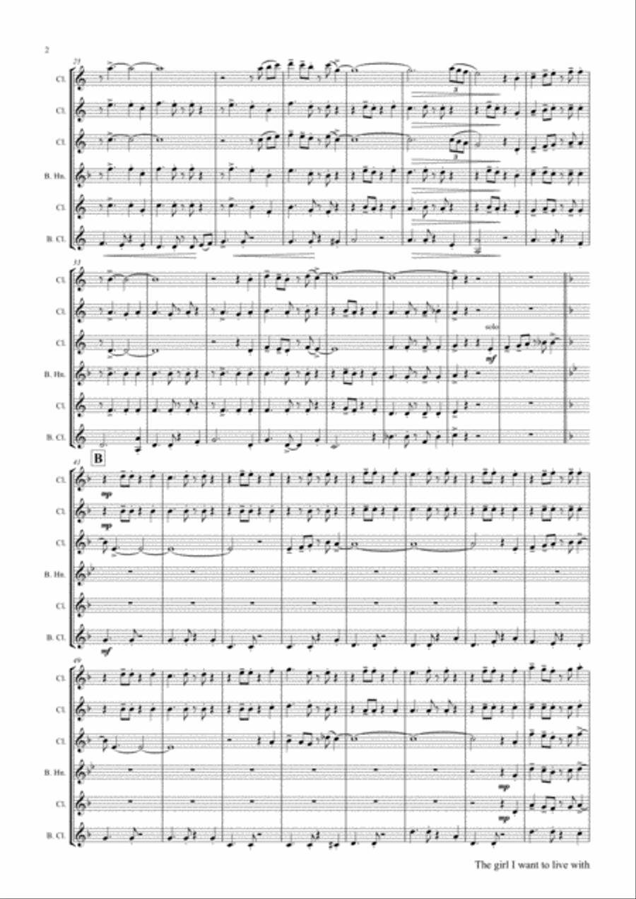 The girl I want to live with - Latin/Calypso - Clarinet Quintet Clarinet Quintet scores gallery preview page 3