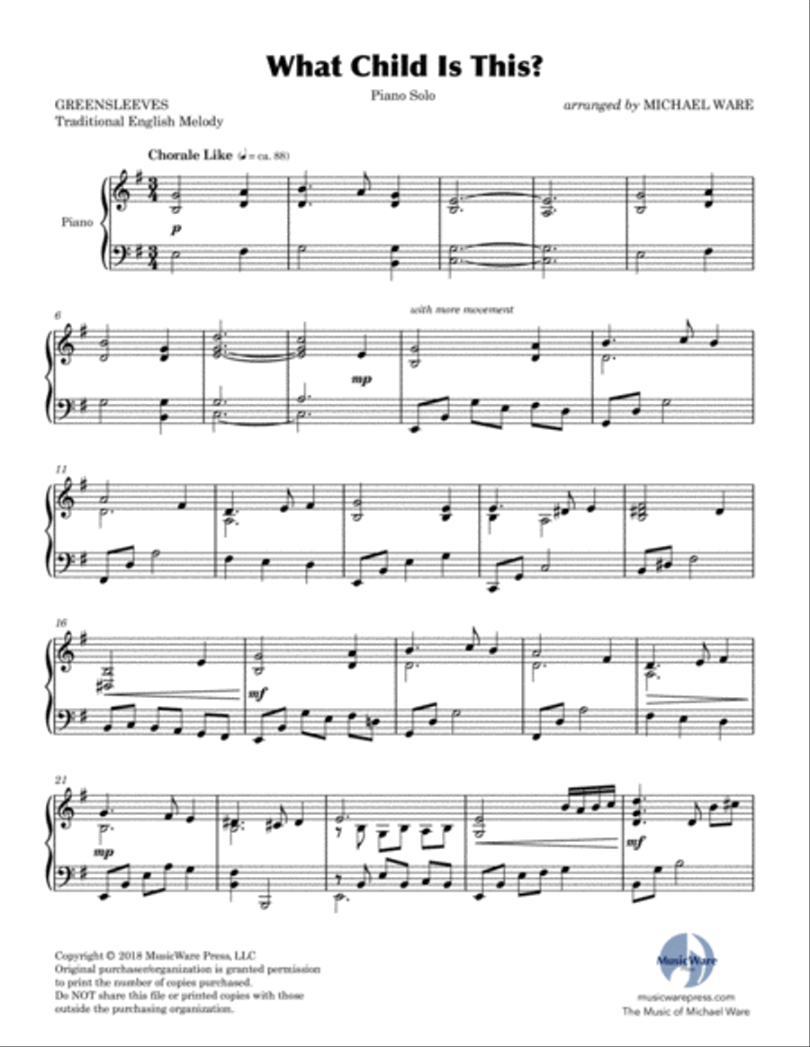 What Child Is This? (Greensleeves) (solo piano) Piano Solo scores gallery preview page 2