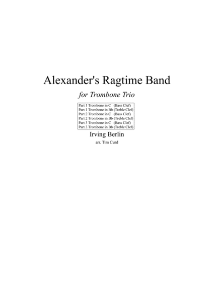 Alexander's Ragtime Band. For Trombone Trio. image number null