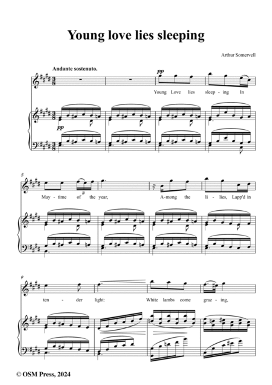 Somervell-Young love lies sleeping,in E Major Voice scores gallery preview page 2
