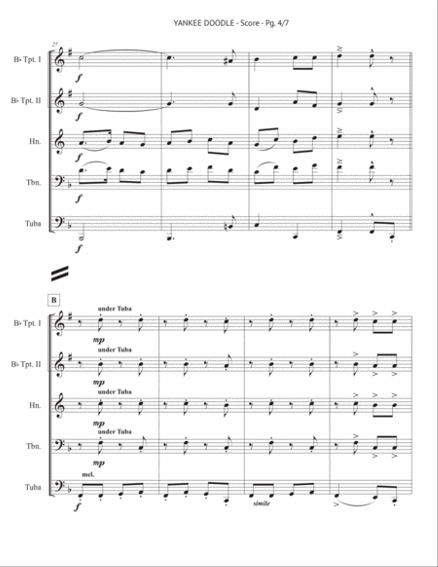 Yankee Doodle Brass Quintet scores gallery preview page 5