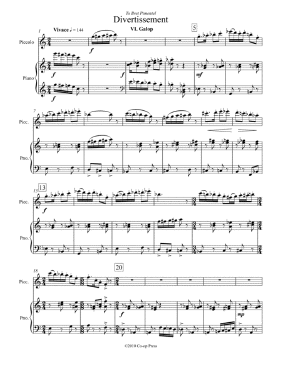 Galop for Piccolo (or Flute) and Piano Piccolo scores gallery preview page 1