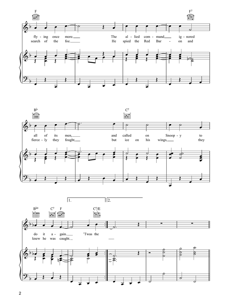 Snoopy's Christmas Snoopy's Christmas Piano, Vocal, Guitar scores gallery preview page 2