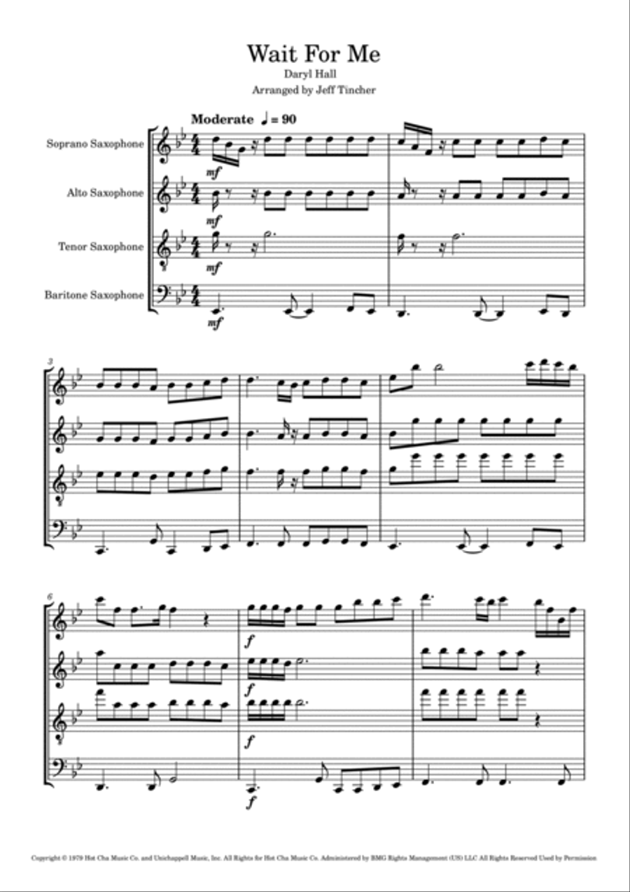 Wait For Me Wait For Me Saxophone Quartet scores gallery preview page 2