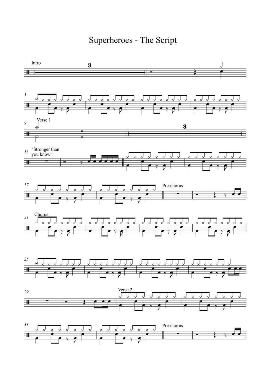 Superheroes Superheroes Drum Set scores gallery preview page 1