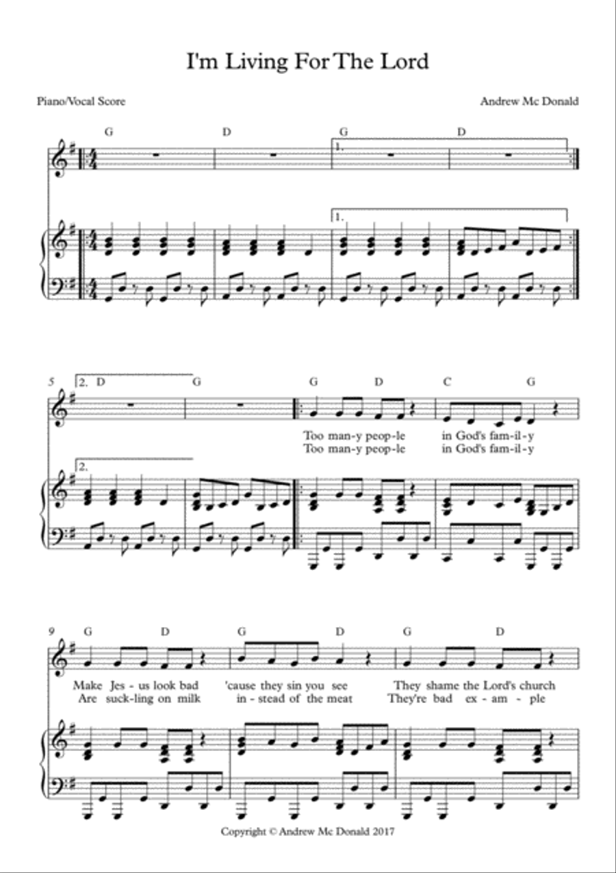 I'm Living For The Lord Voice scores gallery preview page 2