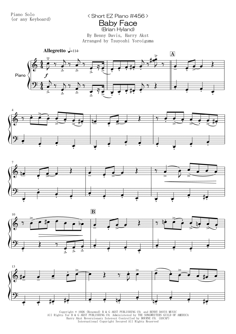 Baby Face Easy Piano scores gallery preview page 1