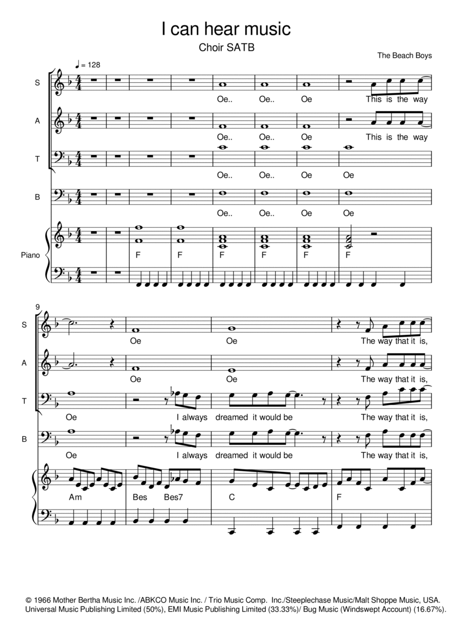 I Can Hear Music 4-Part scores gallery preview page 1