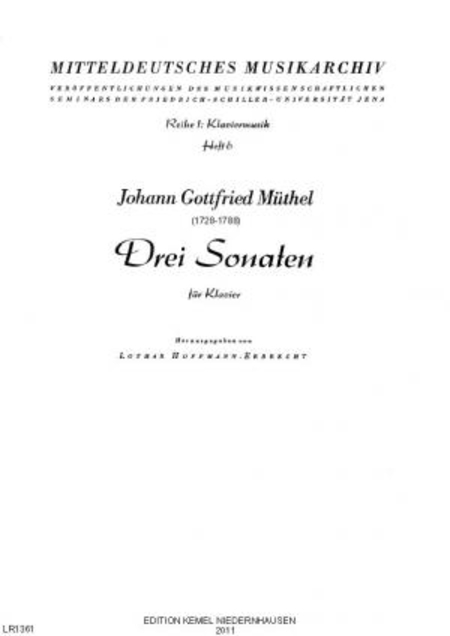 Drei Sonaten [in F, G, C] : fur Klavier Mitteldeutsches Musikarchiv I:6