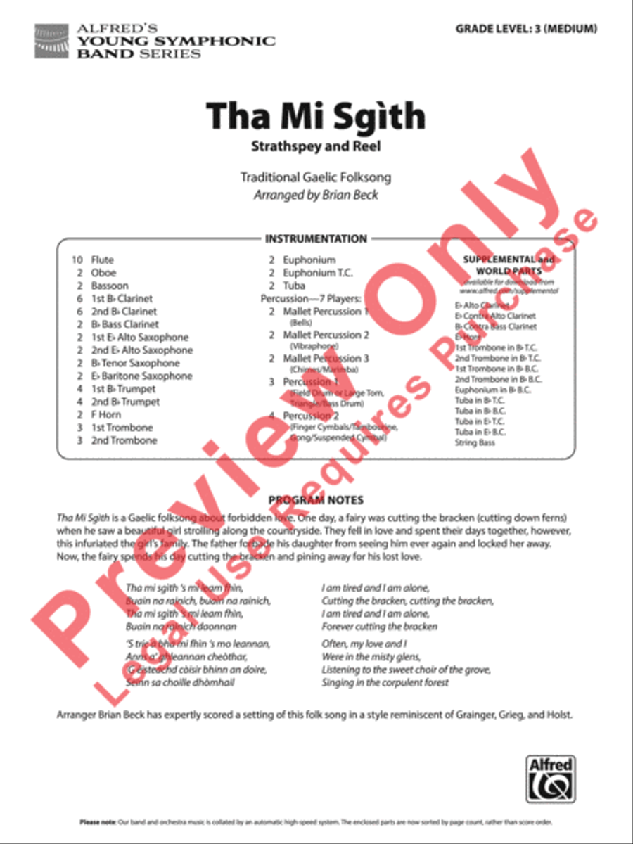 Tha Mi Sgìth Concert Band scores gallery preview page 2