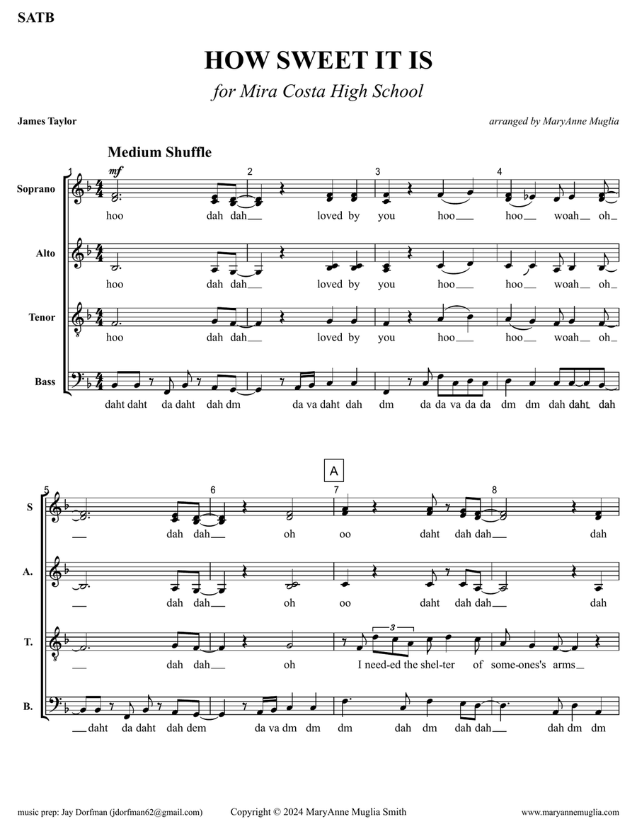 How Sweet It Is (to Be Loved By You) Divisi scores gallery preview page 1