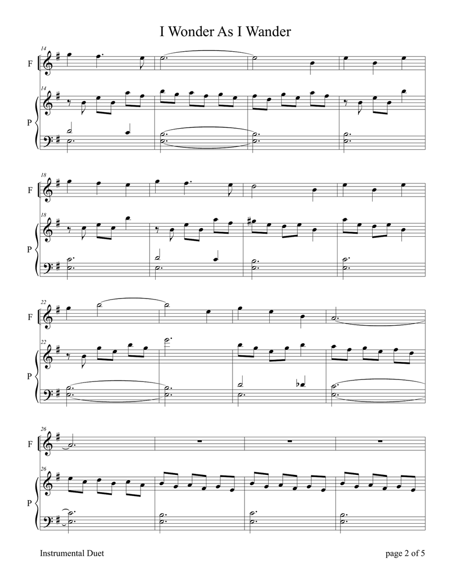 I Wonder As I Wander Violin Solo scores gallery preview page 4