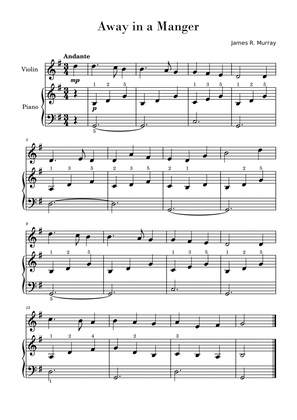 Away in a Manger (for Violin and Piano Beginners)