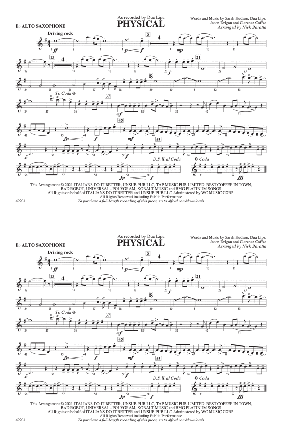 Physical: E-flat Alto Saxophone Marching Band scores gallery preview page 1