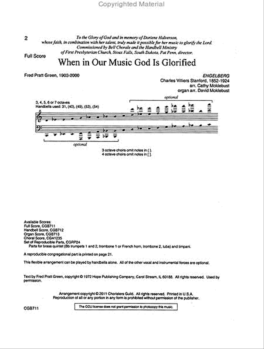 When in Our Music God Is Glorified Full Score Handbell Choir scores gallery preview page 3
