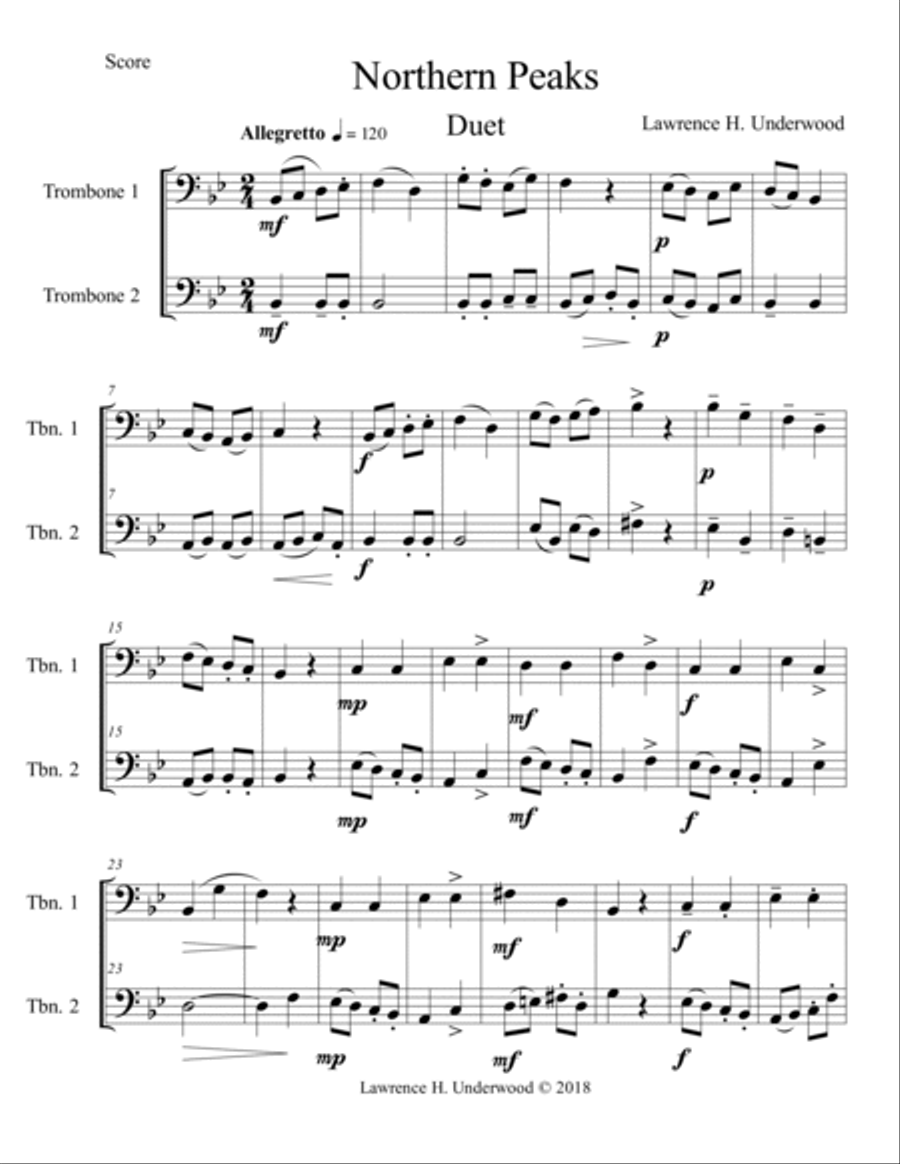 Northern Peaks Trombone Duet scores gallery preview page 2