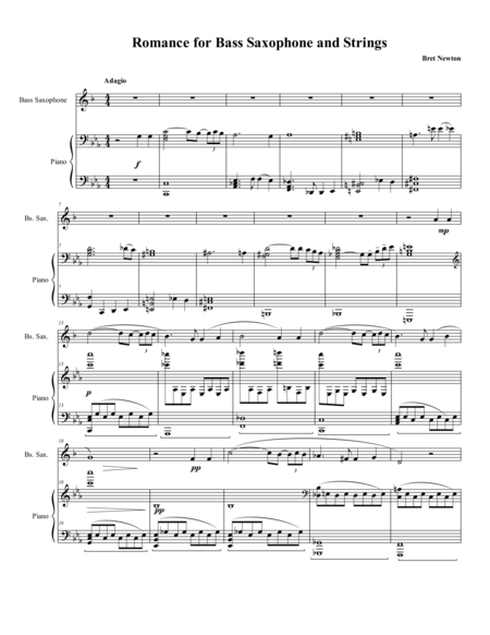Romance for Bass Saxophone and Strings - Piano Reduction