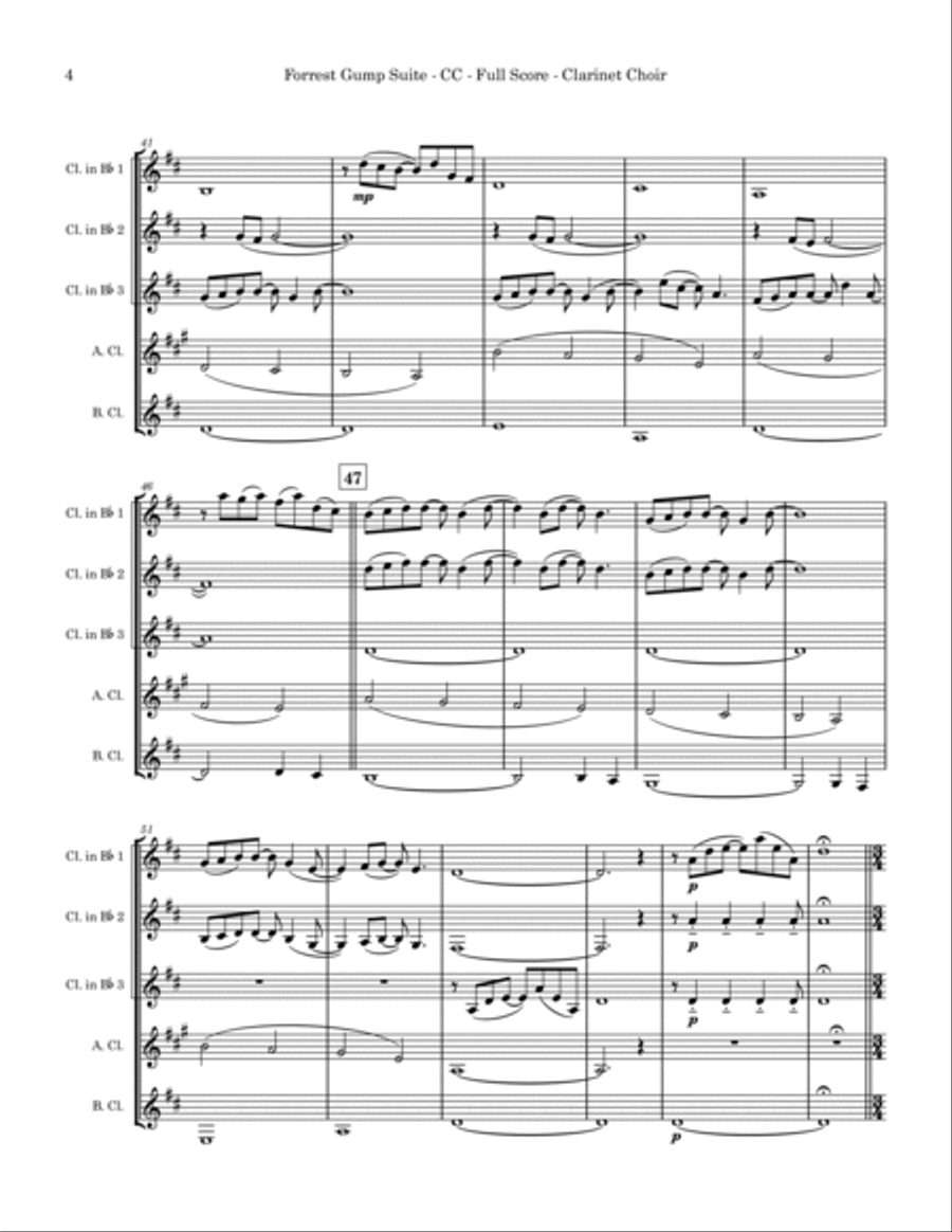 Forrest Gump Suite Clarinet Choir scores gallery preview page 4